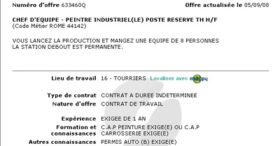 Une offre d’emploi alimentaire