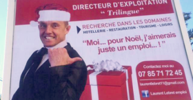 Il s’affiche en 4×3 avant Noël et trouve un emploi