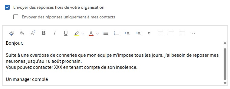Message d’absence 1