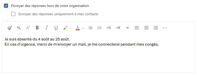 Message d’absence 2