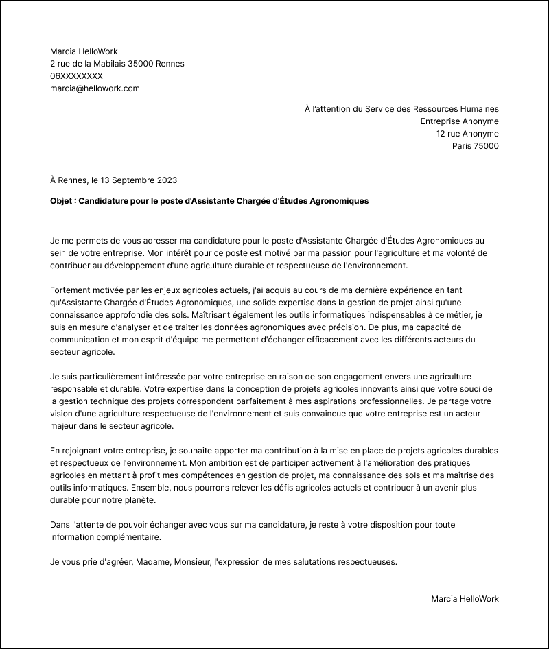 Modèle lettre de motivation Agricole Exemple lettre de motivation Agricole