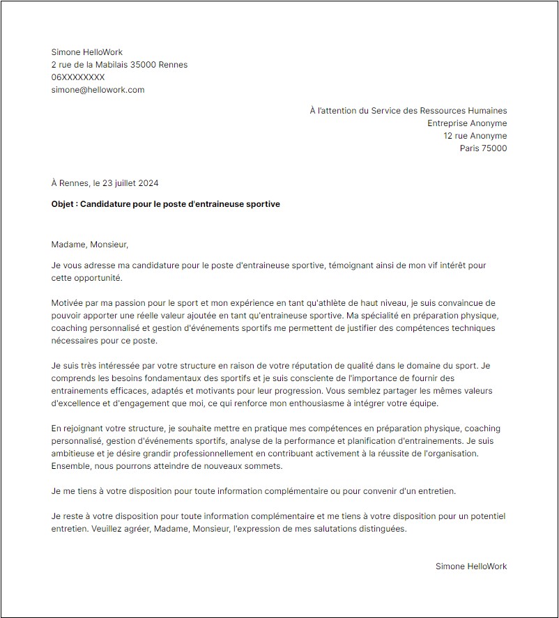 Modèle lettre de motivation en tant que Sportif Exemple lettre de motivation en tant que Sportif