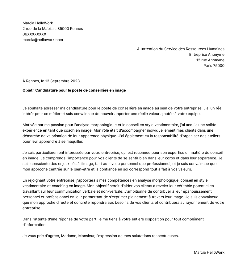 Modèle lettre de motivation Conseiller en image Exemple lettre de motivation Conseiller en image