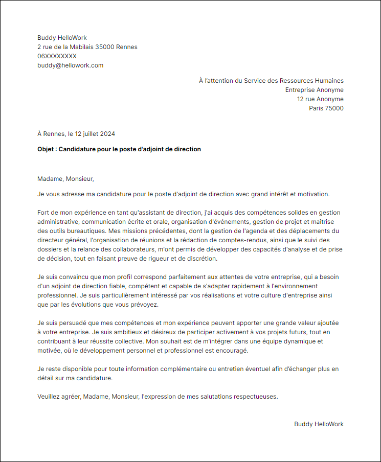 Modèle lettre de motivation en tant que Adjointe De Direction Exemple lettre de motivation en tant que Adjointe De Direction