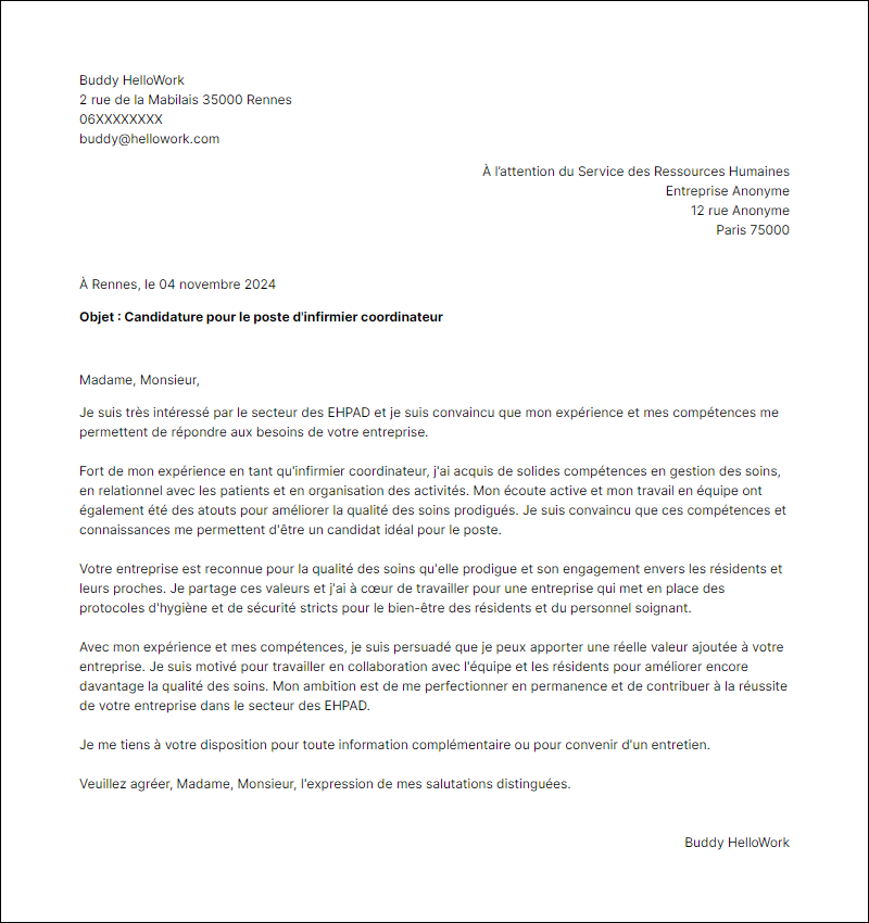 Modèle lettre de motivation pour le secteur Ehpad Exemple lettre de motivation pour le secteur Ehpad