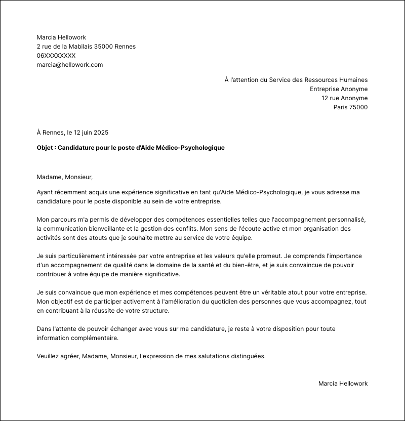 Modèle lettre de motivation AMP Exemple lettre de motivation AMP