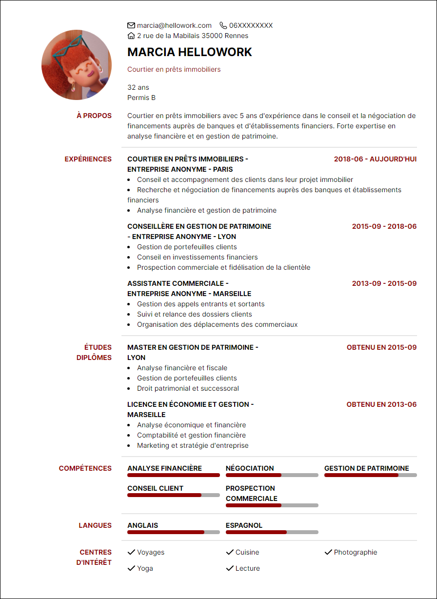 Modèle CV Courtier en prêts immobiliers Exemple CV Courtier en prêts immobiliers