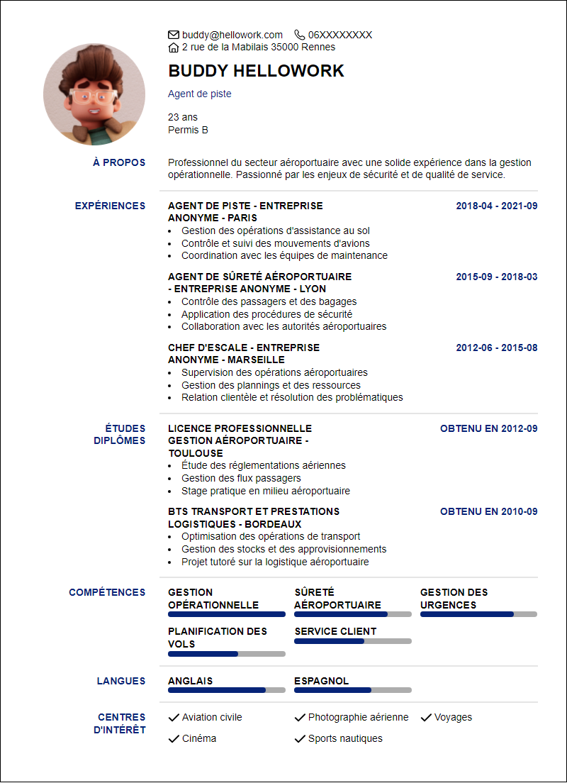 Exemple CV Aeroportuaire