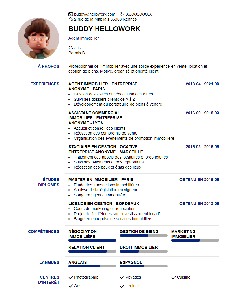 Modèle CV Agence Immobiliere Exemple CV Agence Immobiliere