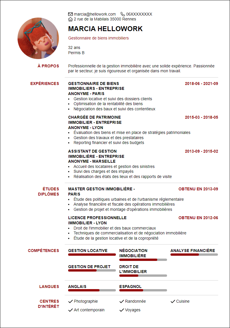 Exemple CV Gestion Immobiliere