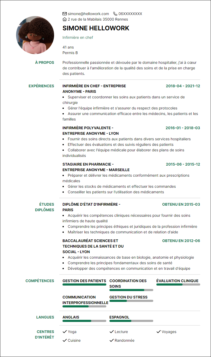 Modèle CV Hospitalier Exemple CV Hospitalier