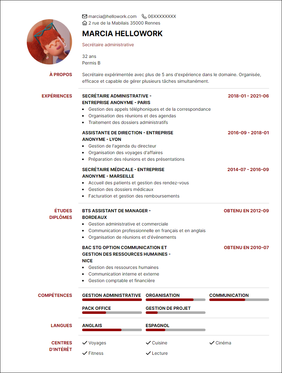 Modèle CV Secrétariat Exemple CV Secrétariat