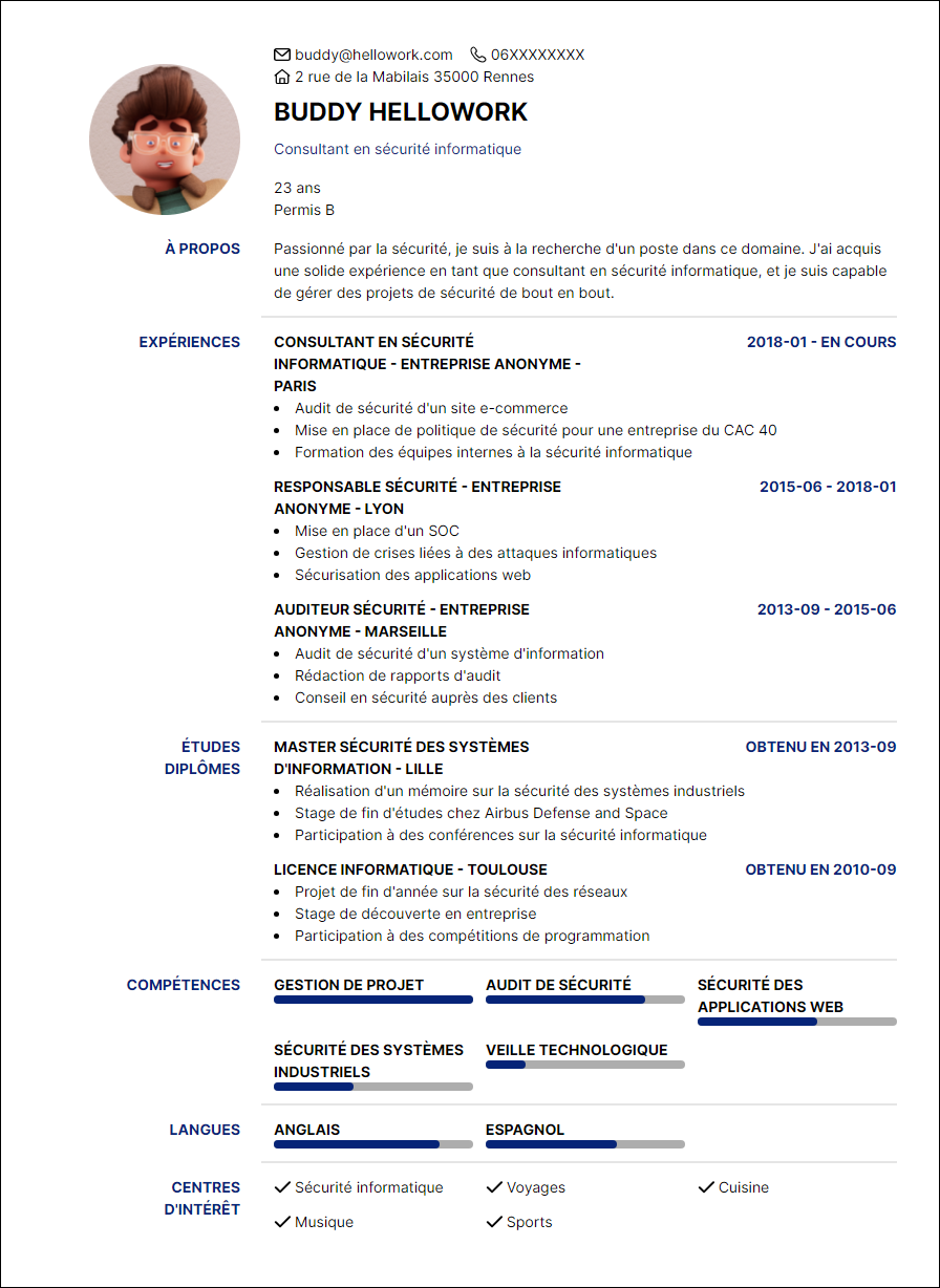 Modèle CV Sécurité Exemple CV Sécurité