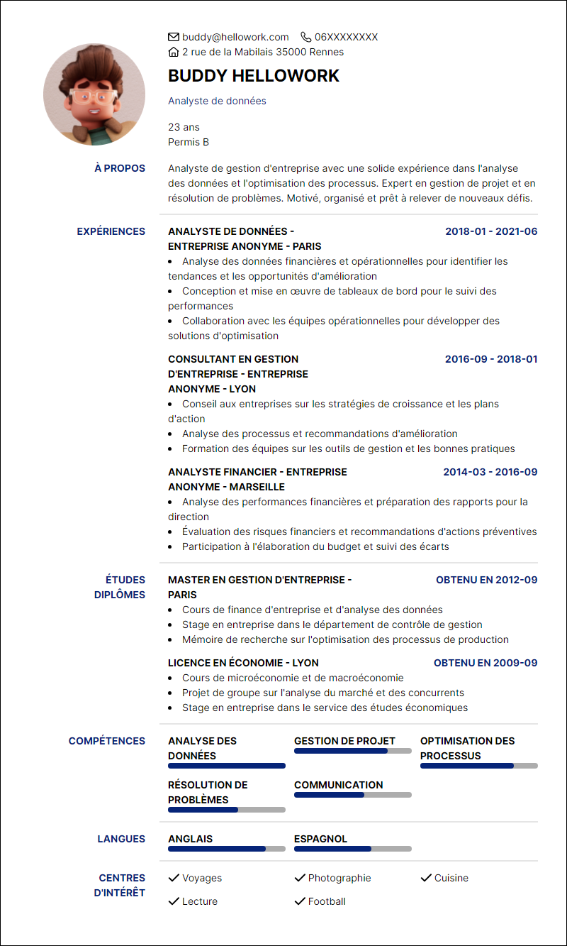 Modèle CV Conseiller d'entreprise Exemple CV Conseiller d'entreprise