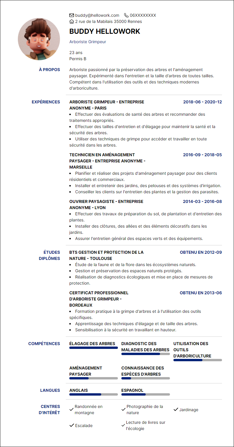 Modèle CV Technicien forestier Exemple CV Technicien forestier