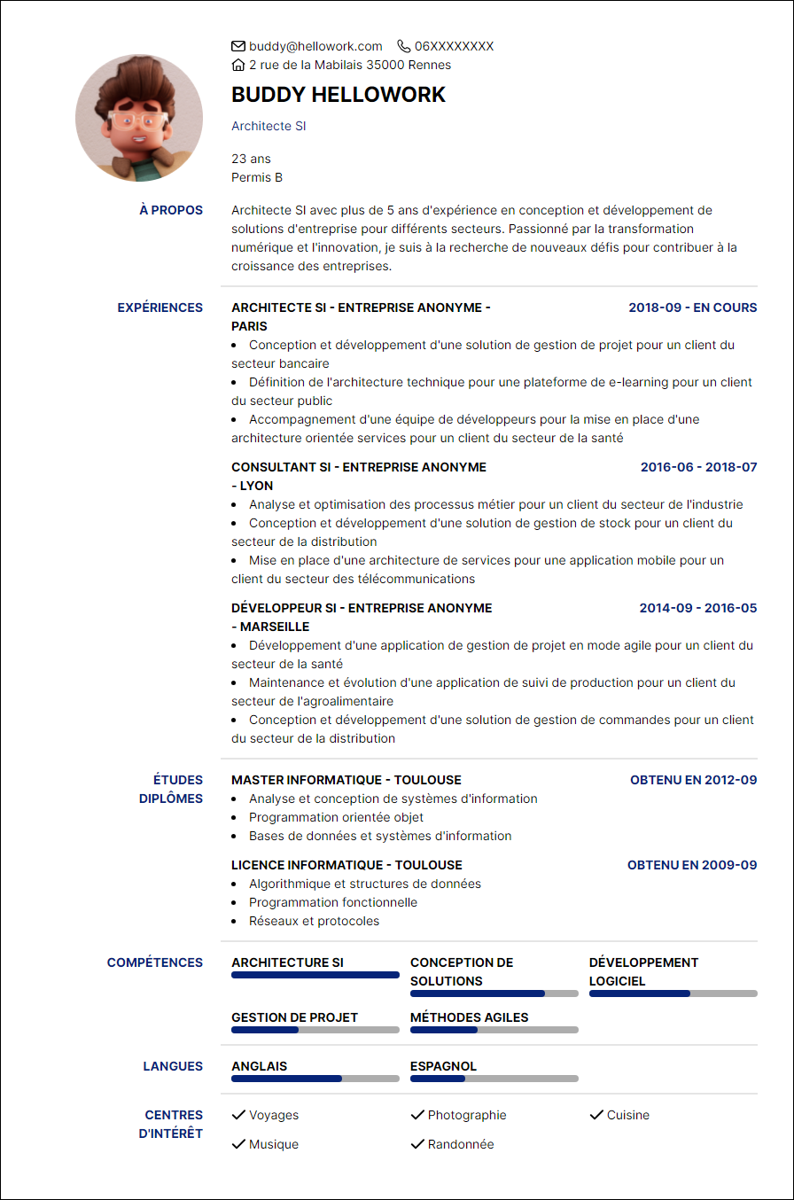 Modèle CV Architecte SI Exemple CV Architecte SI