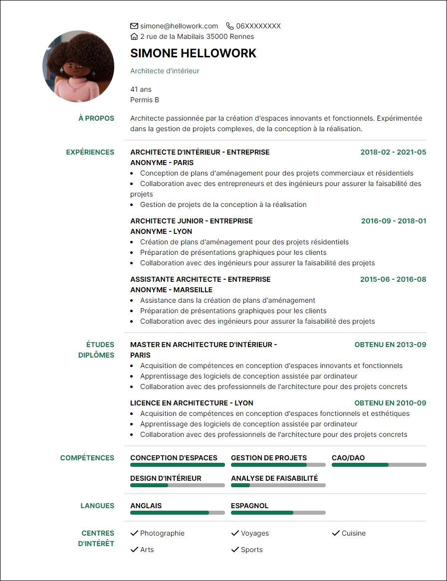 Modèle CV Architecte Exemple CV Architecte