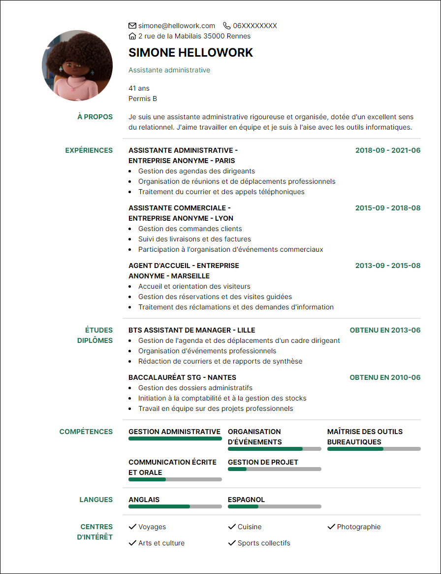 Modèle CV Assistant administratif Exemple CV Assistant administratif