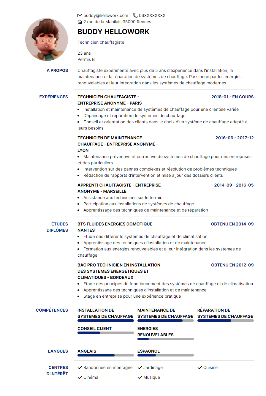 Modèle CV Chauffagiste Exemple CV Chauffagiste
