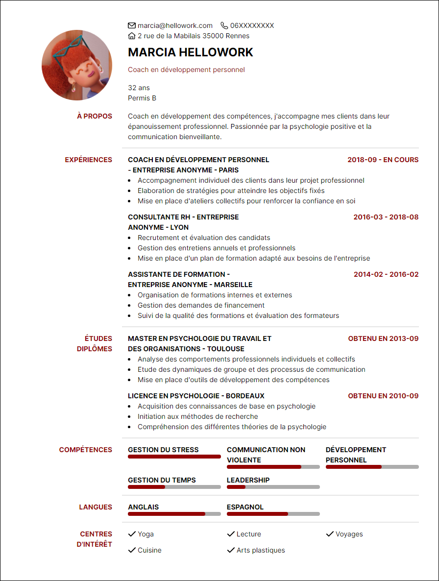 Modèle CV Coach en développement des compétences Exemple CV Coach en développement des compétences