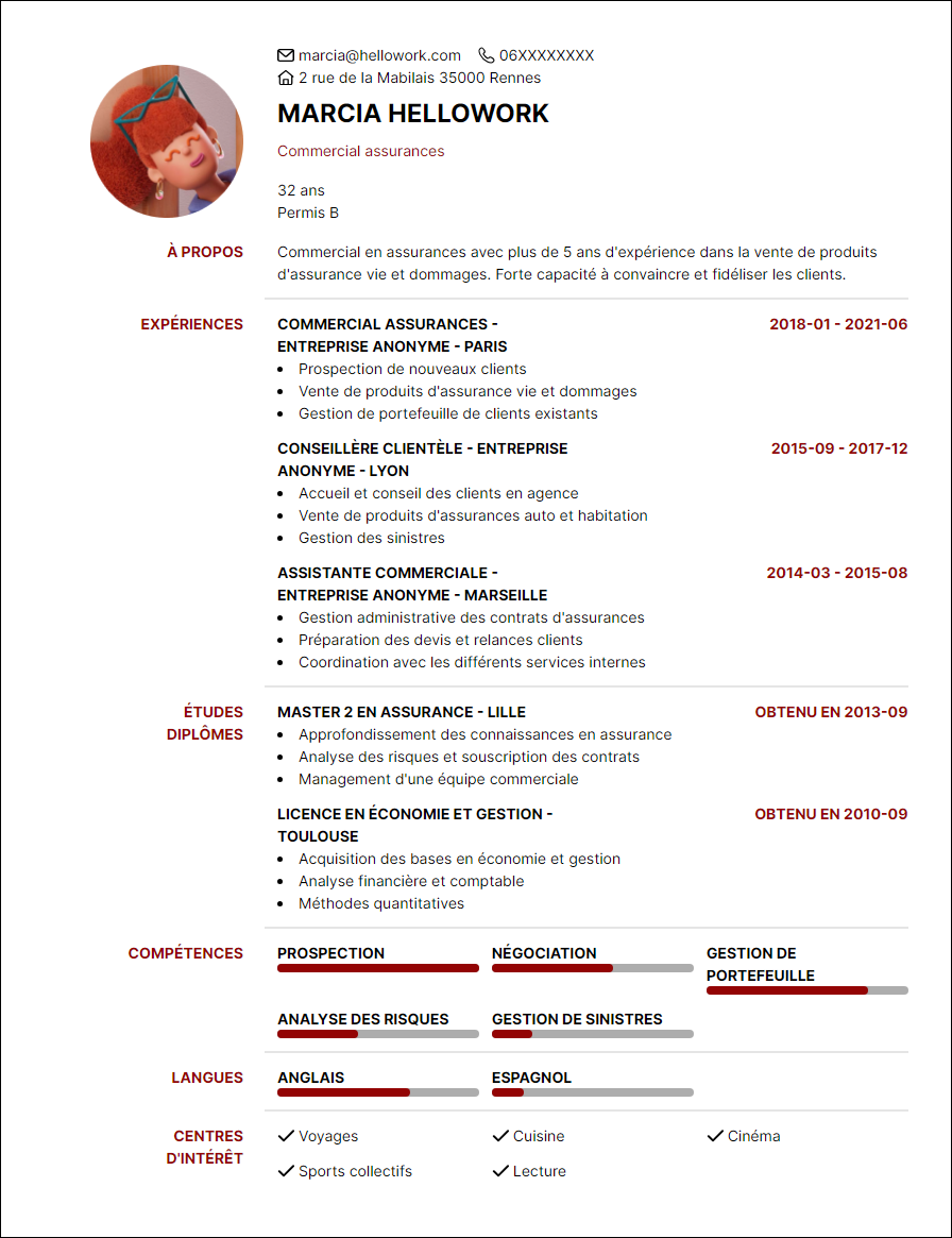 Modèle CV Conseiller en assurance Exemple CV Conseiller en assurance