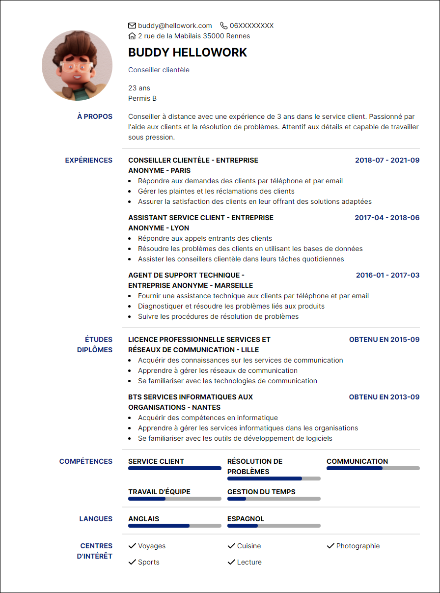 Modèle CV Téléconseiller Exemple CV Téléconseiller