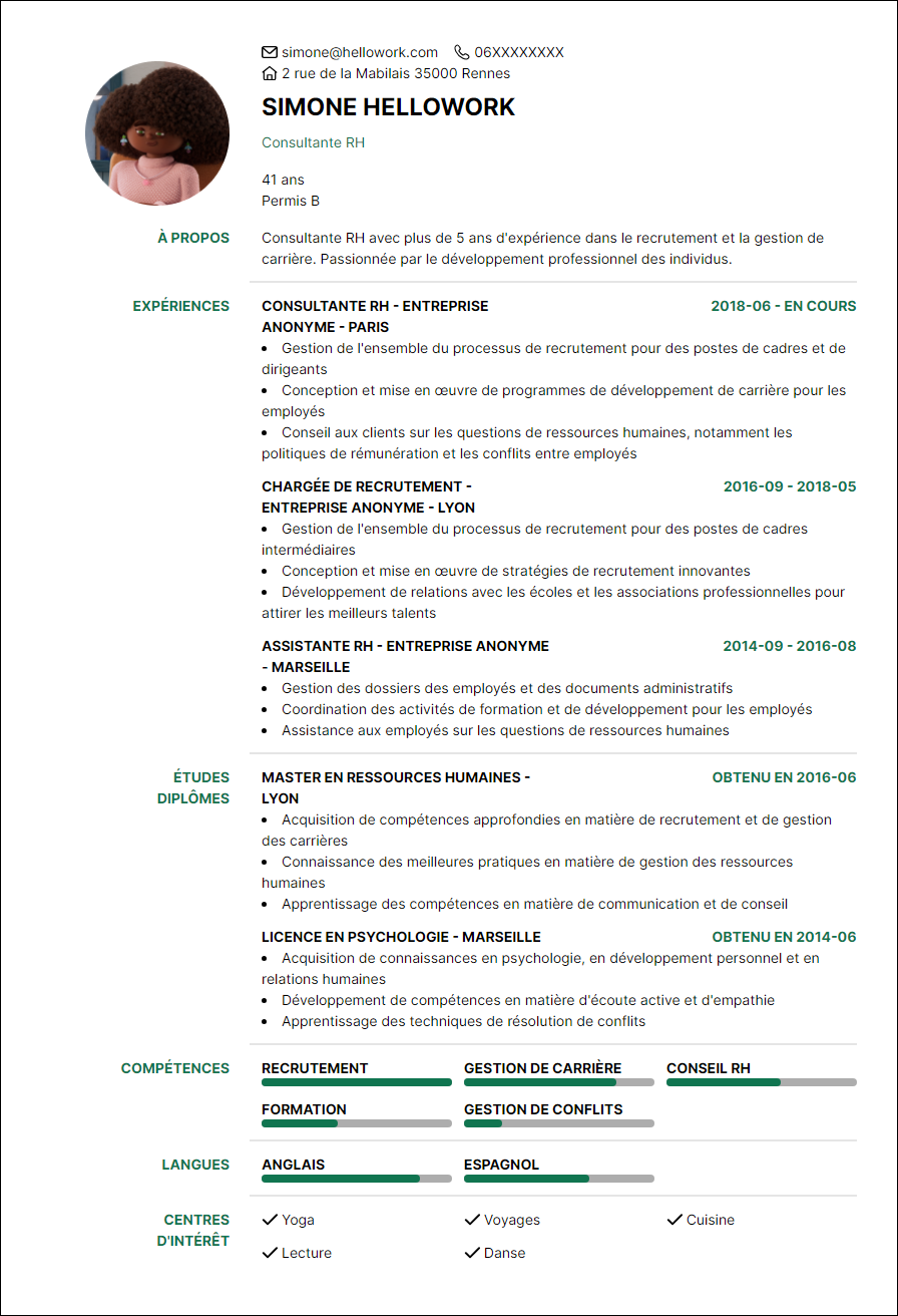 Modèle CV Consultant RH Exemple CV Consultant RH