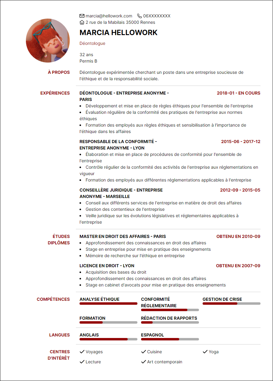Modèle CV Compliance officer Exemple CV Compliance officer