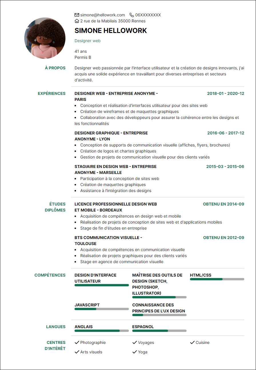 Modèle CV Webdesigner Exemple CV Webdesigner