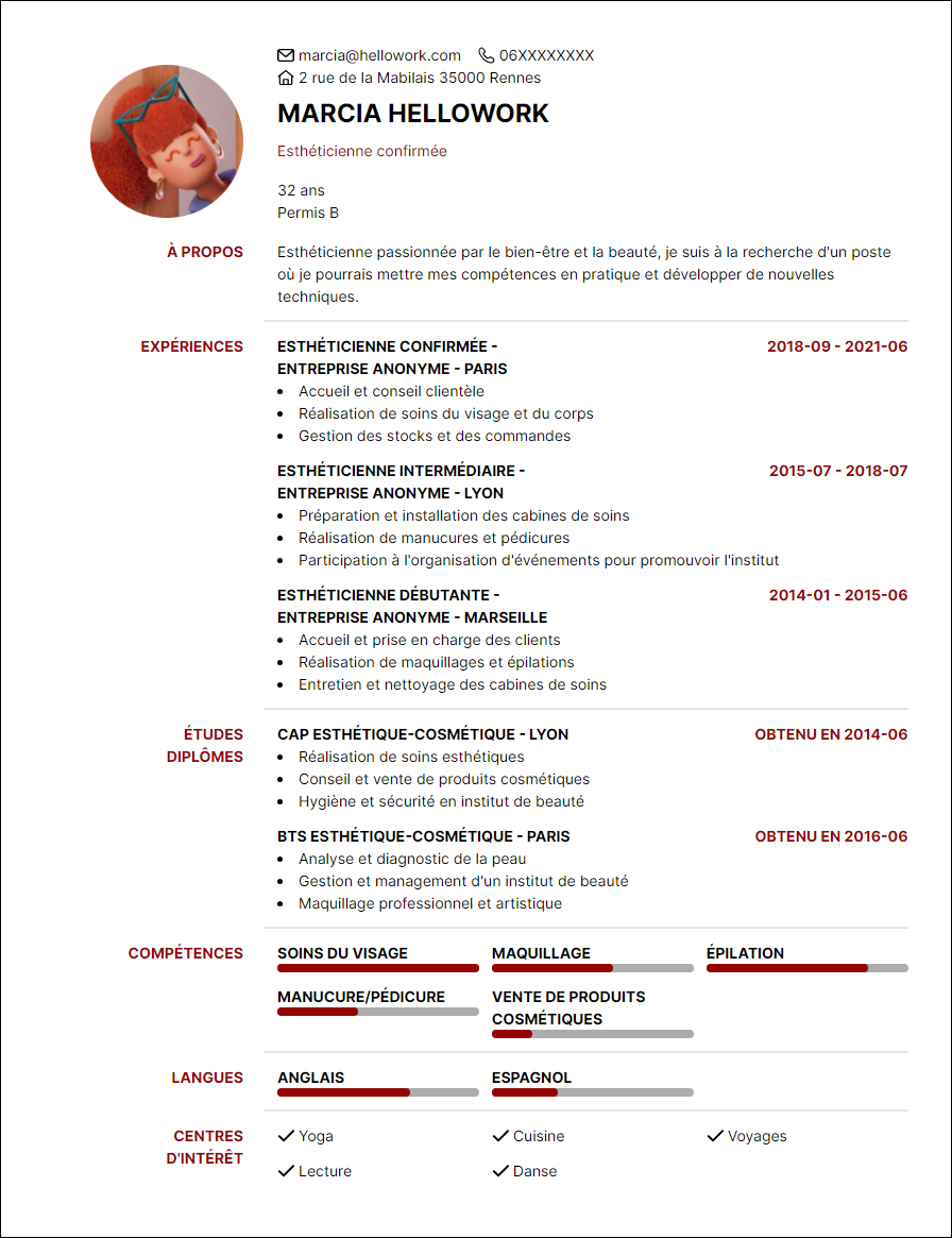 Modèle CV Esthéticienne Exemple CV Esthéticienne