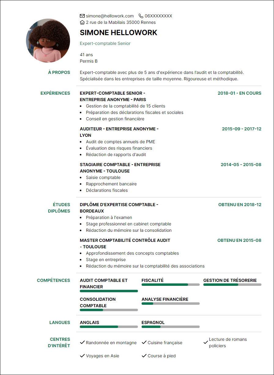 Modèle CV Expert comptable Exemple CV Expert comptable