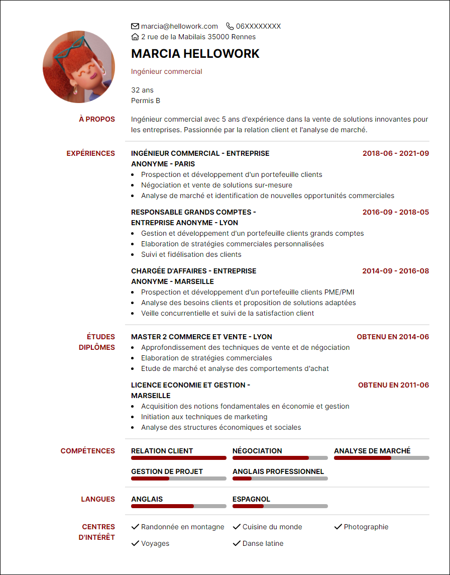 Modèle CV Ingénieur commercial Exemple CV Ingénieur commercial