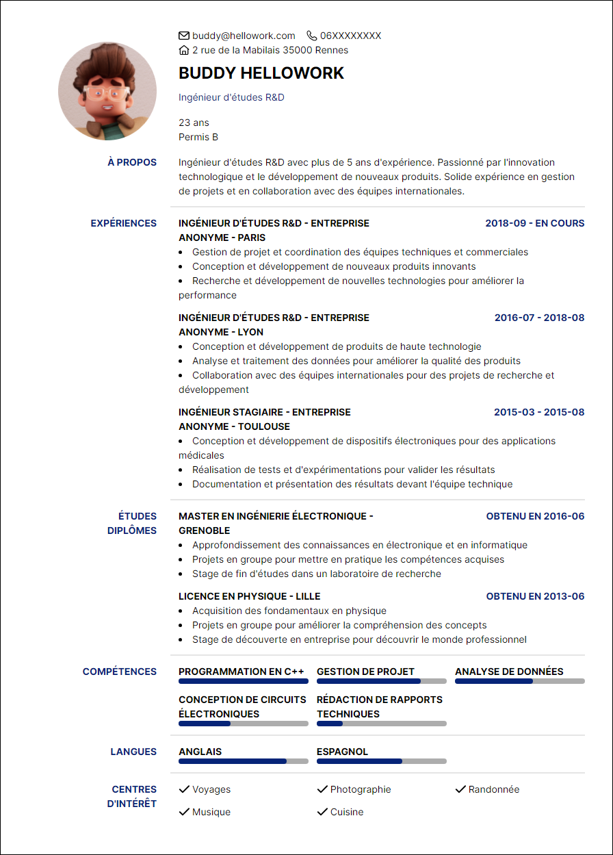 Modèle CV Ingénieur projet Exemple CV Ingénieur projet