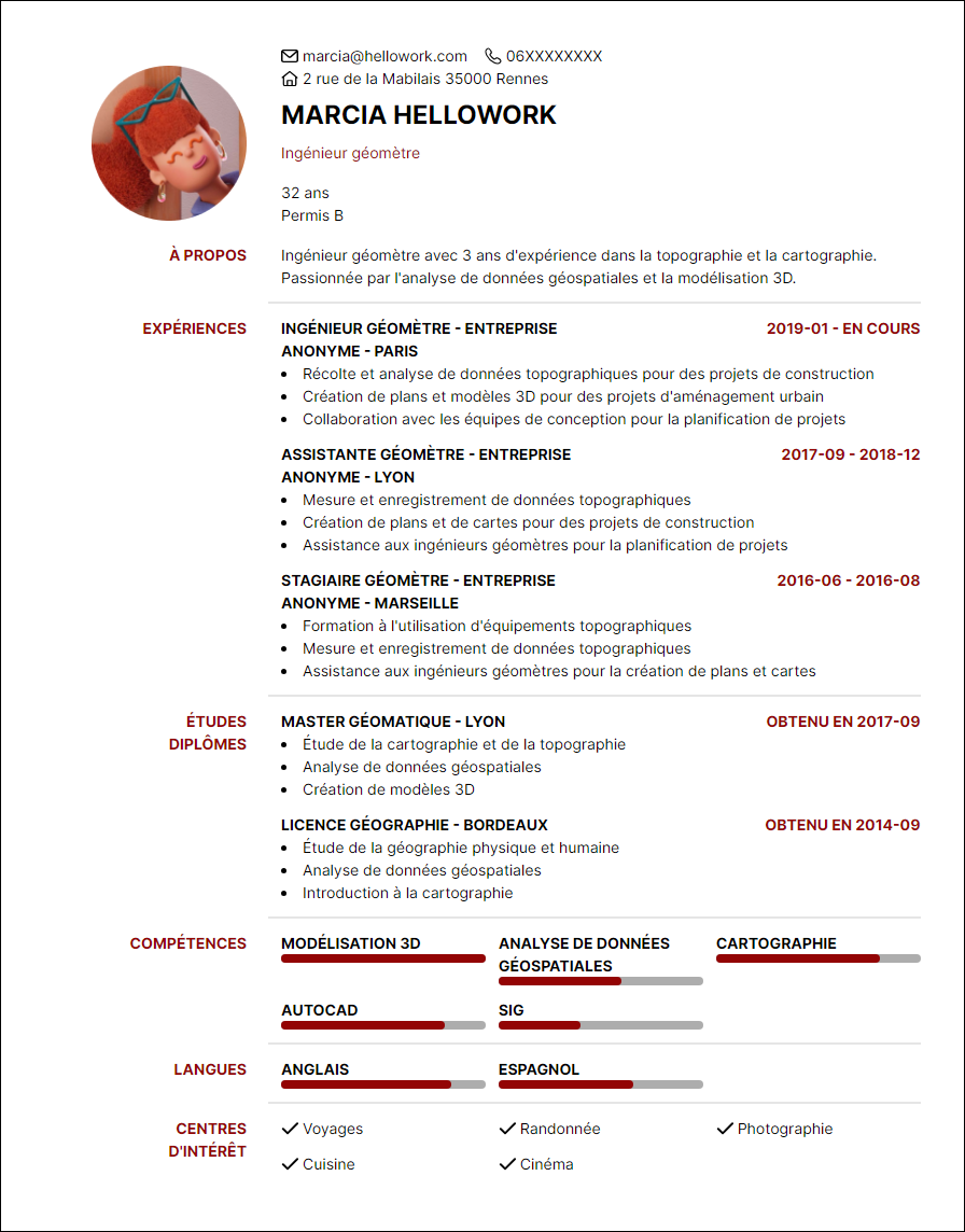 Modèle CV Ingénieur géomètre Exemple CV Ingénieur géomètre