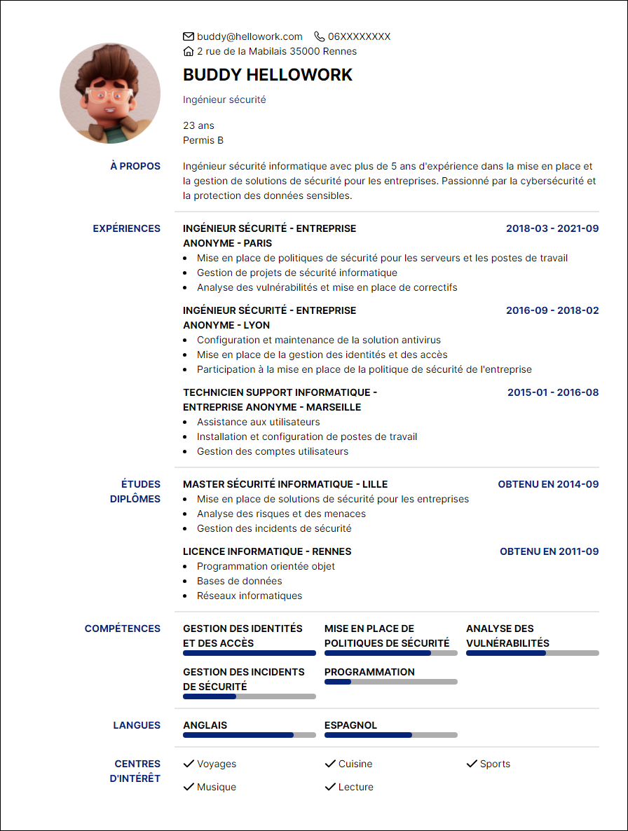 Modèle CV Ingénieur sécurité informatique Exemple CV Ingénieur sécurité informatique