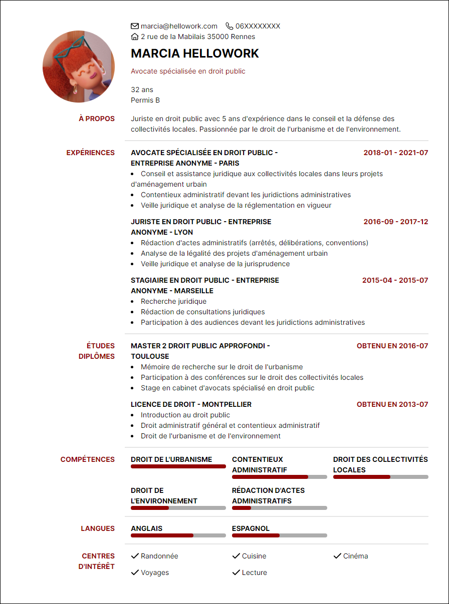 Modèle CV Juriste droit public Exemple CV Juriste droit public