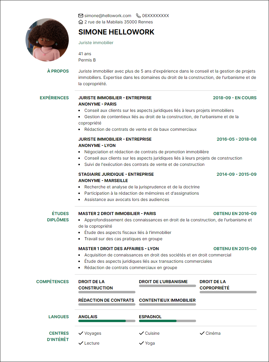 Modèle CV Juriste immobilier Exemple CV Juriste immobilier