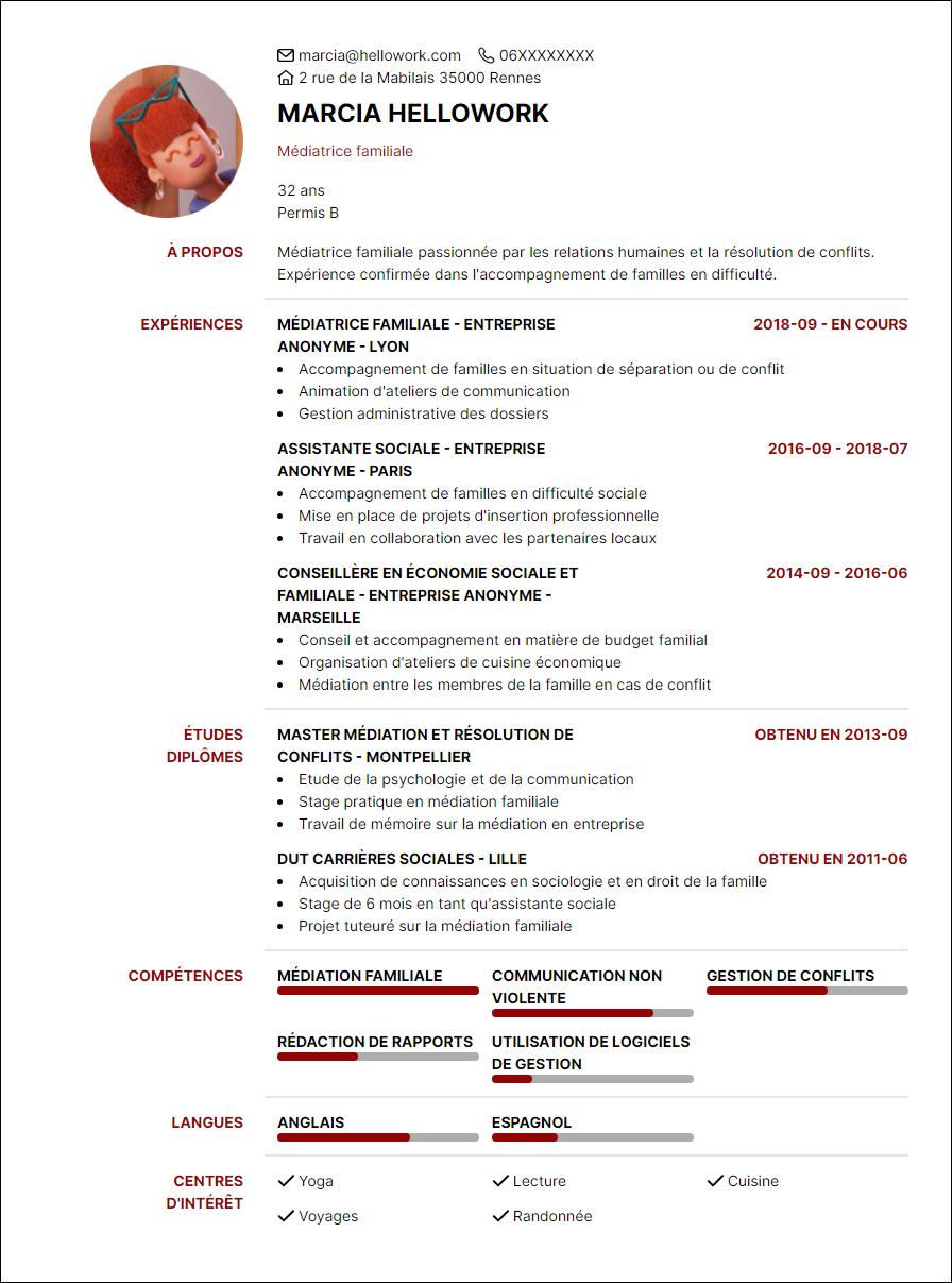 Modèle CV Médiateur familial Exemple CV Médiateur familial