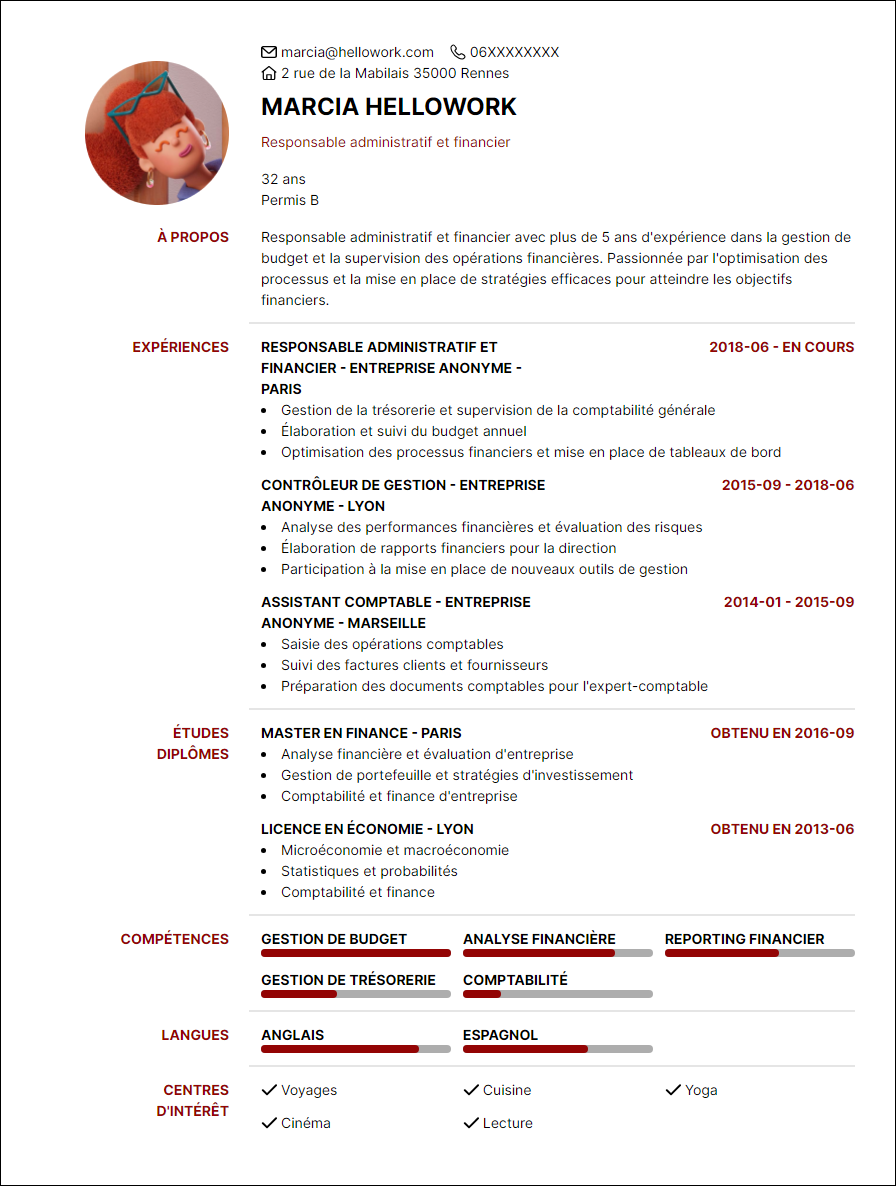 Modèle CV Responsable administratif et financier Exemple CV Responsable administratif et financier