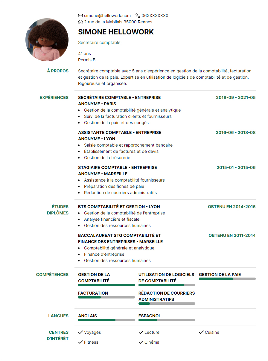 Modèle CV Secrétaire comptable Exemple CV Secrétaire comptable