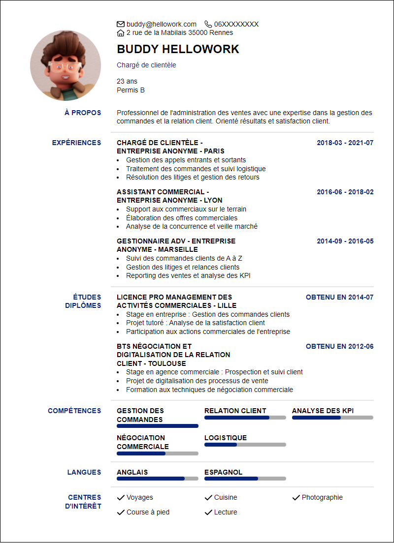 Modèle CV Administration des ventes Exemple CV Administration des ventes