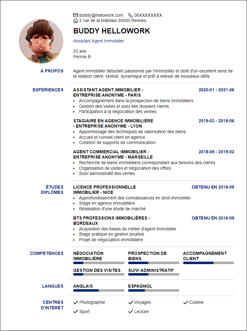 Modèle CV Agent Immobilier Debutant Exemple CV Agent Immobilier Debutant