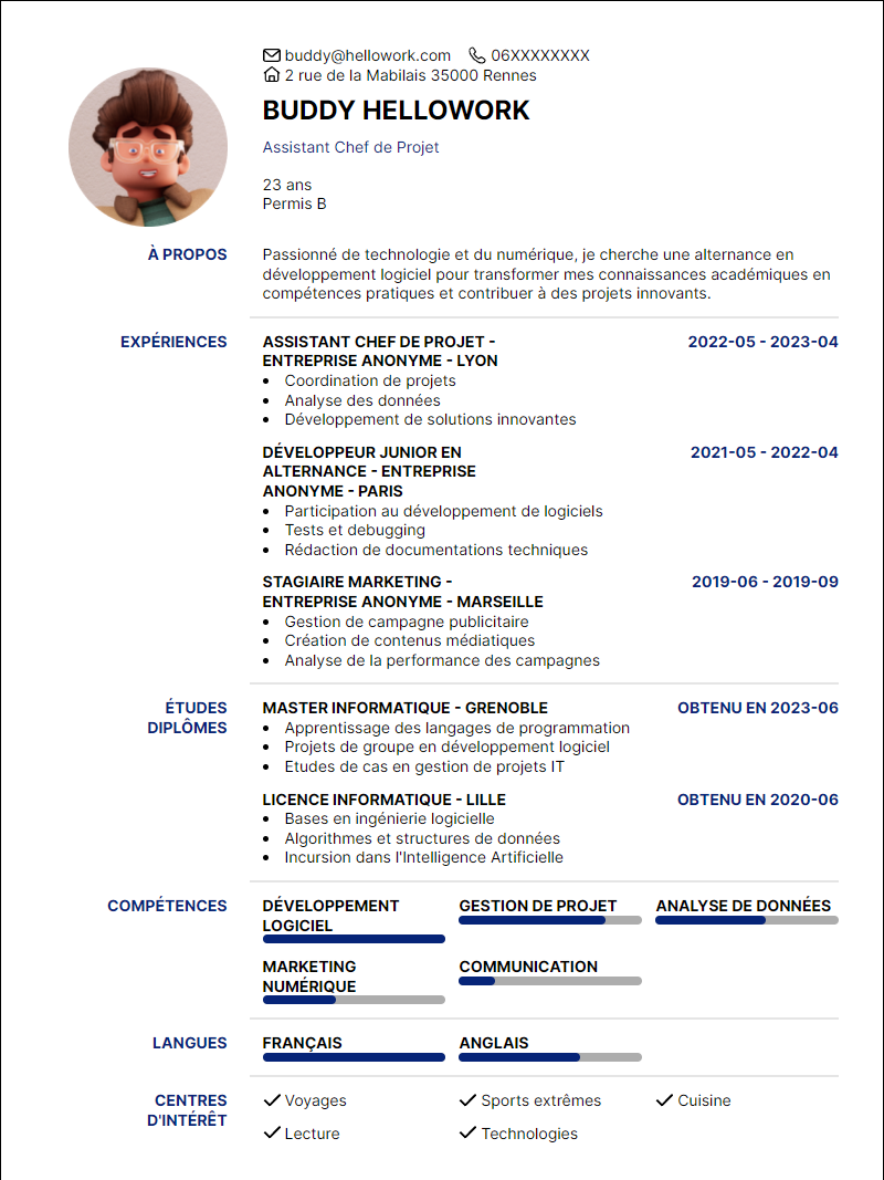 Modèle CV Alternance Exemple CV Alternance