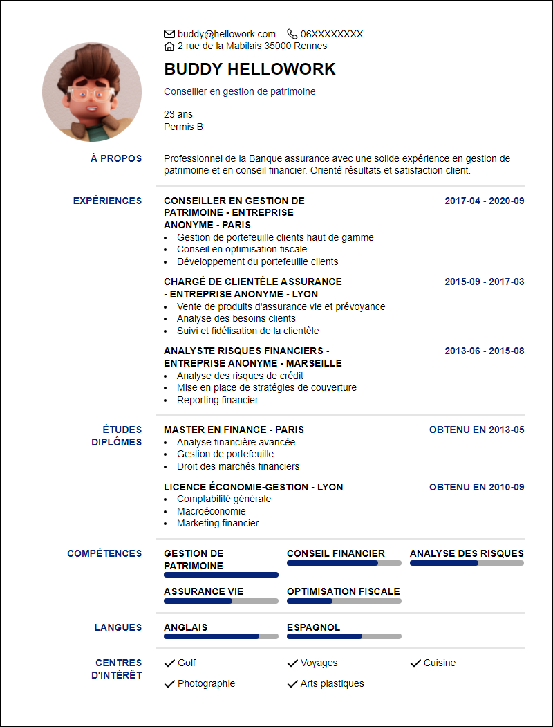 Modèle CV Banque assurance Exemple CV Banque assurance
