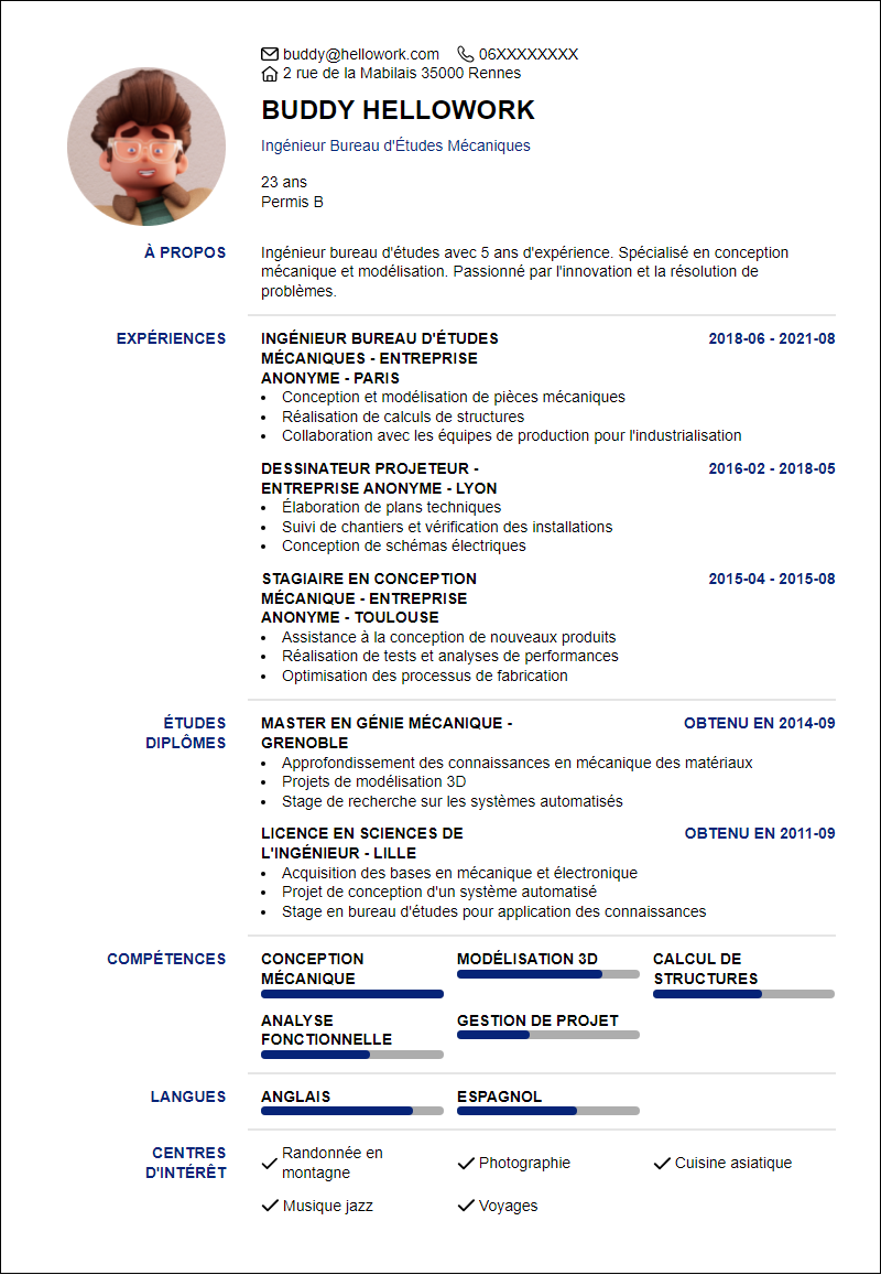 Modèle CV Bureau d'étude Exemple CV Bureau d'étude