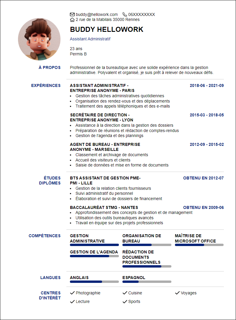 Modèle CV Bureautique Exemple CV Bureautique