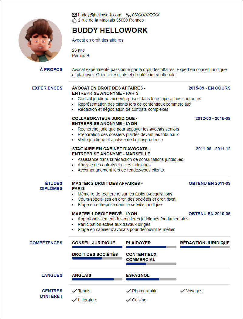 Modèle CV Cabinet Avocat Exemple CV Cabinet Avocat