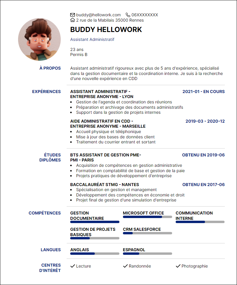 Modèle CV Cdd Exemple CV Cdd