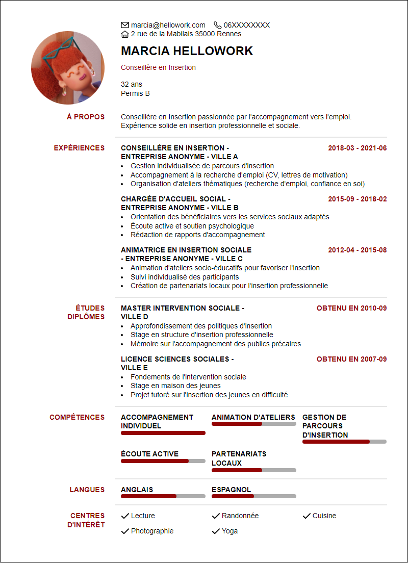 Modèle CV Conseillere En Insertion Exemple CV Conseillere En Insertion