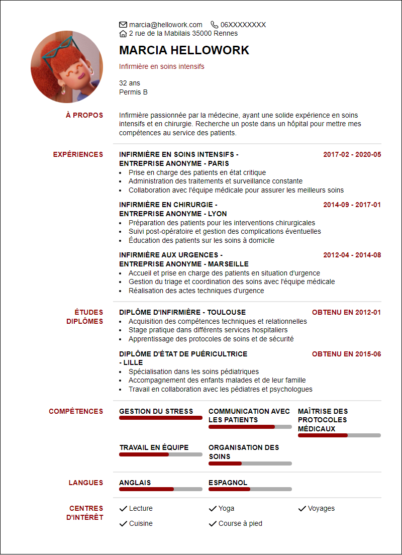 Modèle CV Hopital Exemple CV Hopital
